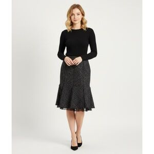 Lafayette 148 New York Black Tweed Split Layered Hem Skirt Size 6P